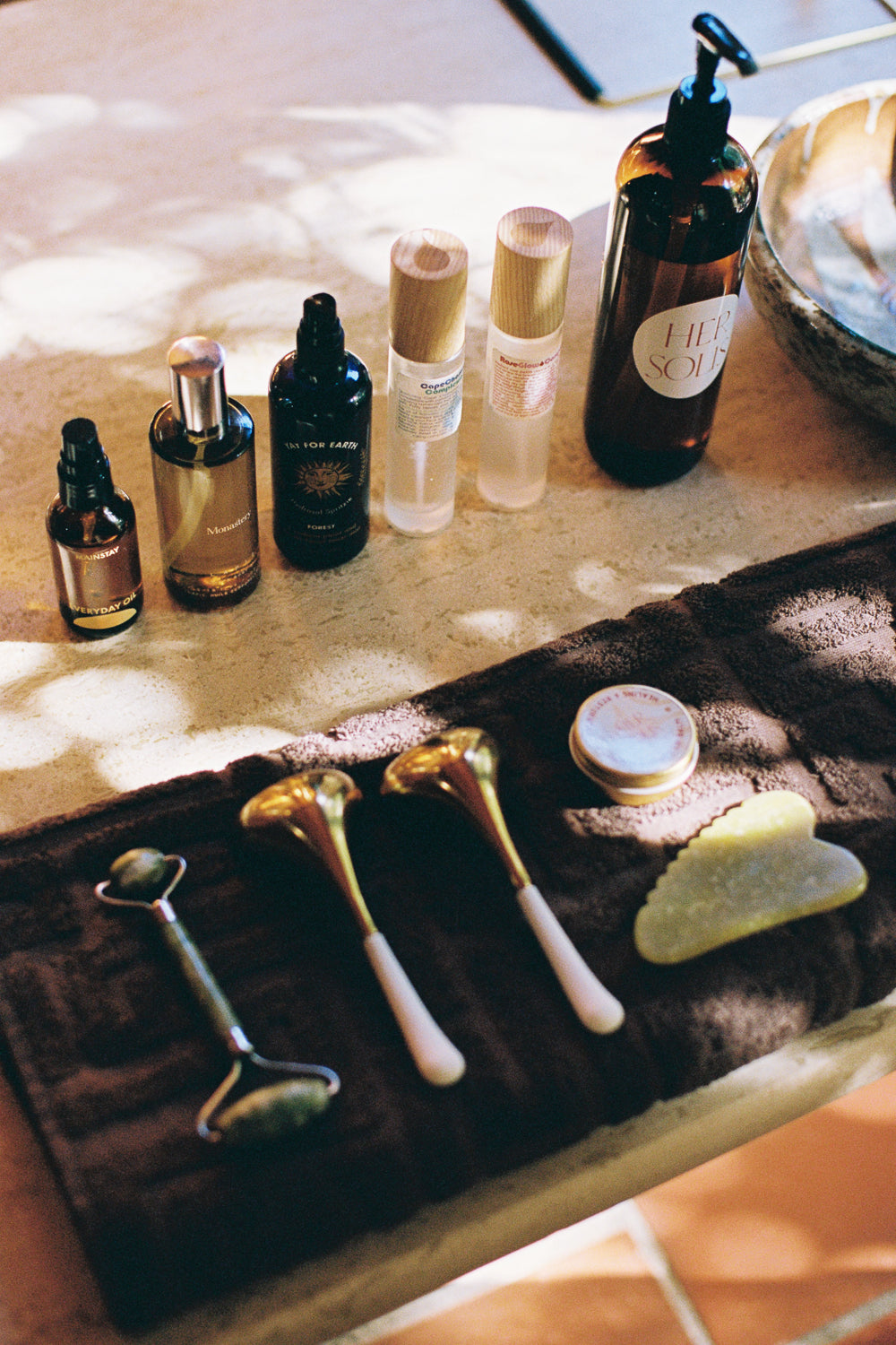 Natural Her Solis products used in holistic skin and nervous system treatments